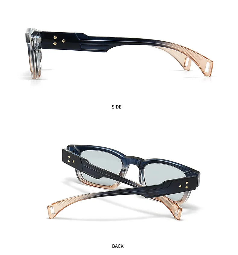 Fashion Brand Designer Gradient Shades UV400 Men Trending Rivets Punk Sun Glasses High Quality Women Retro Square Sunglasses