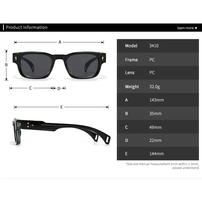 Fashion Brand Designer Gradient Shades UV400 Men Trending Rivets Punk Sun Glasses High Quality Women Retro Square Sunglasses