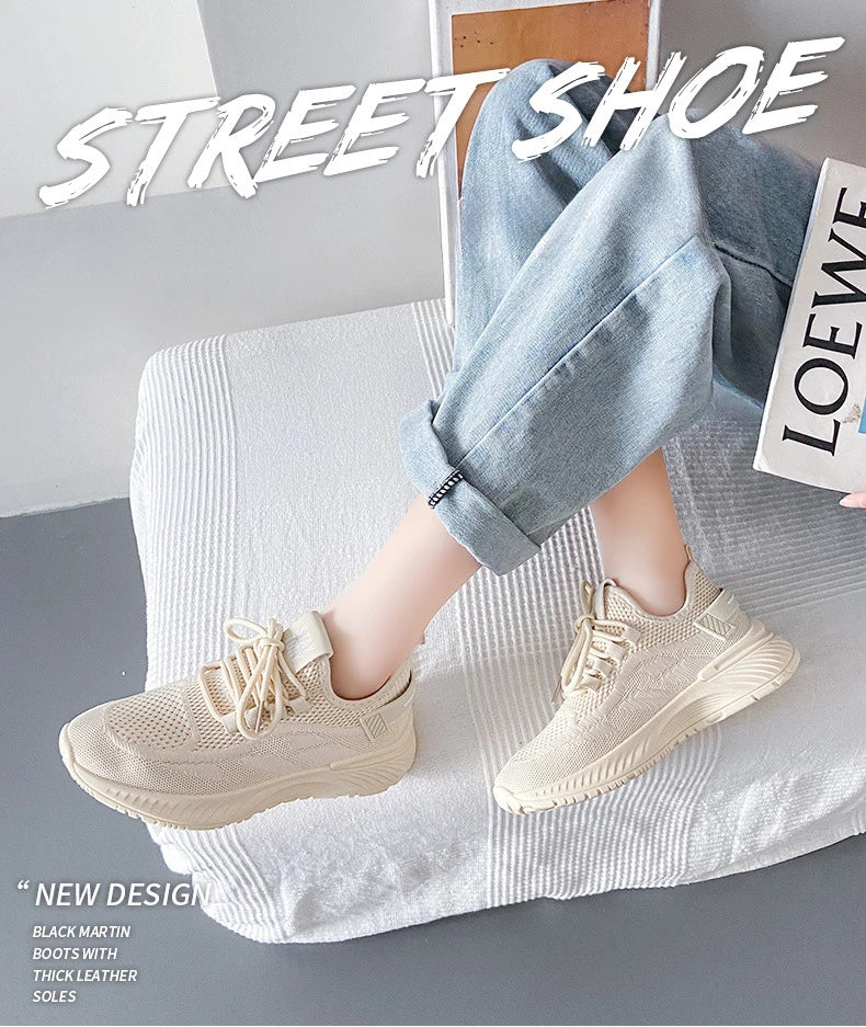Women Sneakers New Summer Breathable Platform Mesh Shoes for Women Concise Wear-resistant Lightweight Running Women Casual Shoes