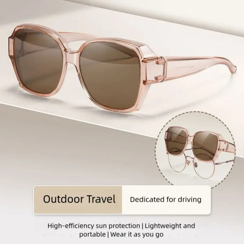 Women's Polarized Sunglasses Wear Over Prescription Glasses Vintage Outdoor Travel Night Vision Driving UV400 Goggles