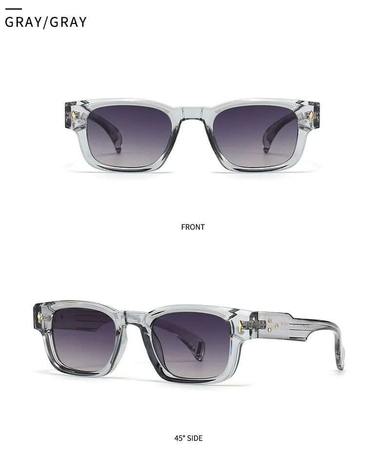 Fashion Brand Designer Gradient Shades UV400 Men Trending Rivets Punk Sun Glasses High Quality Women Retro Square Sunglasses