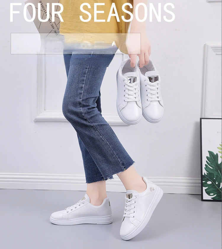 Spring Women Casual Shoes White Breathable Embroidered Flower Lace-Up Women Sneakers Fashion Korean version Women Tennis shoes
