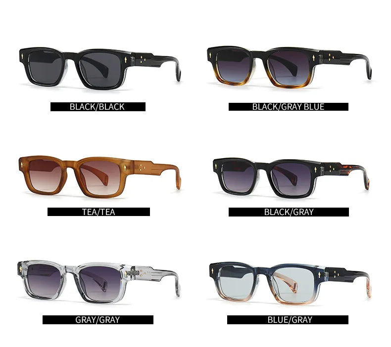 Fashion Brand Designer Gradient Shades UV400 Men Trending Rivets Punk Sun Glasses High Quality Women Retro Square Sunglasses