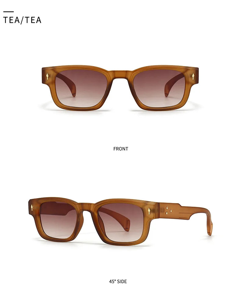 Fashion Brand Designer Gradient Shades UV400 Men Trending Rivets Punk Sun Glasses High Quality Women Retro Square Sunglasses