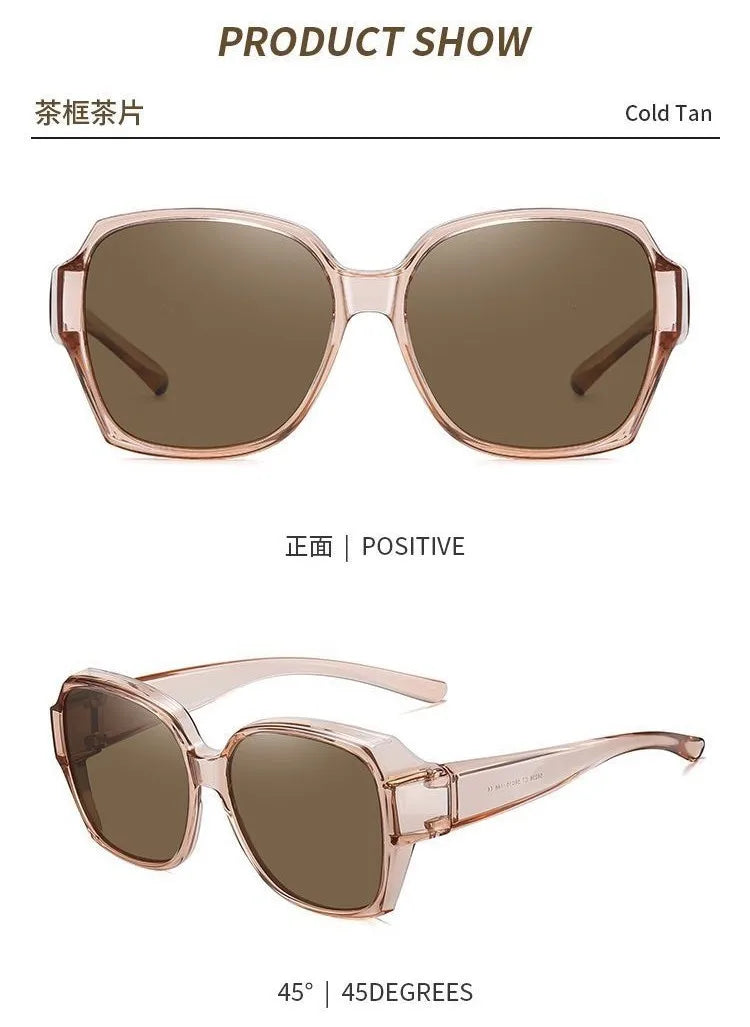 Women's Polarized Sunglasses Wear Over Prescription Glasses Vintage Outdoor Travel Night Vision Driving UV400 Goggles